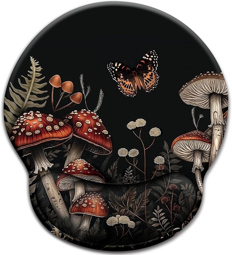 LIMKRIAN Mushroom Mouse Pad with Wrist Rest, Ergonomic Mouse Pad Wrist Support with Non-Slip Pain Relief PU Base, Funny Gaming Computer Mousepad, Cute Office Supplies Home Desk Accessories Decor - Image 1